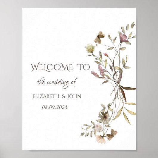 Whimsical Waterverf Wildflower Poster (Voorkant)