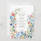 Whimsical Waterverf Wildflowers Garden Wedding Kaart (Voorkant)