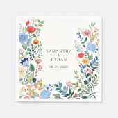 Whimsical Waterverf Wildflowers Garden Wedding Servet (Voorkant)