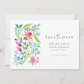 Whimsical Waterverf Wildflowers Script Wedding Save The Date (Voorkant)