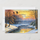 Whimsical Waterverf Winter All-in-One Wedding Kaart (Voorkant)