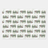 Whimsical waterverf winterbos en huisje inpakpapier vel (Voorkant 2)