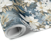 Whimsical waterverf winterwitte bloemivoor cadeaupapier (Rol Hoek)