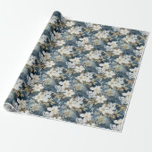 Whimsical waterverf winterwitte bloemivoor cadeaupapier (Uitgerold)