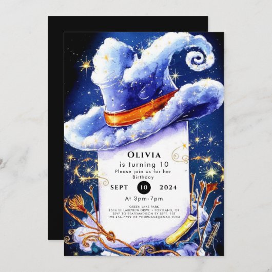 Whimsical Waterverf Wizard Verjaardag Kaart (Voorkant / Achterkant)