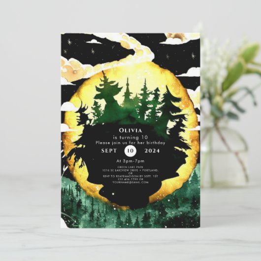 Whimsical Waterverf Woodland Birthday Kaart (Staand voorkant)