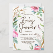 Whimsical Waterverf Wreater Baby shower Invitation Kaart (Voorkant)
