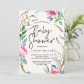Whimsical Waterverf Wreater Baby shower Invitation Kaart (Staand voorkant)