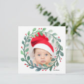 Whimsical Waterverf Wreath | Kerstmis Feestdagenkaart (Staand voorkant)