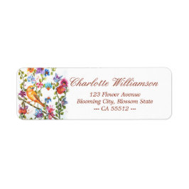 Whimsical Waterverf Yellow Bird Address Etiket