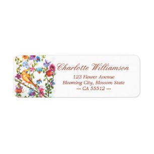 Whimsical Waterverf Yellow Bird Address Etiket