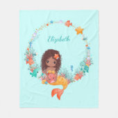 Whimsical Waterverf Zeemeermin gepersonaliseerd Fleece Deken (Voorkant)