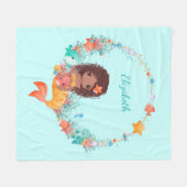 Whimsical Waterverf Zeemeermin gepersonaliseerd Fleece Deken (Voorkant (Horizontaal))