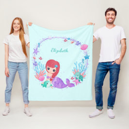 Whimsical Waterverf Zeemeermin gepersonaliseerd Fleece Deken
