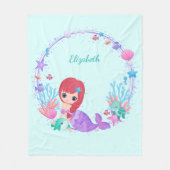 Whimsical Waterverf Zeemeermin gepersonaliseerd Fleece Deken (Voorkant)