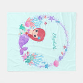 Whimsical Waterverf Zeemeermin gepersonaliseerd Fleece Deken (Voorkant (Horizontaal))