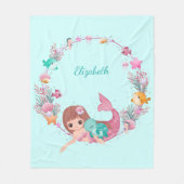 Whimsical Waterverf Zeemeermin gepersonaliseerd Fleece Deken (Voorkant)