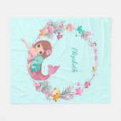 Whimsical Waterverf Zeemeermin gepersonaliseerd Fleece Deken (Voorkant (Horizontaal))