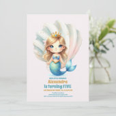 Whimsical Waterverf Zeemeermin Verjaardag Kaart (Staand voorkant)