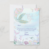 Whimsical Waterverf Zeemeermin Verjaardagsfeest Bedankkaart (Voorkant)