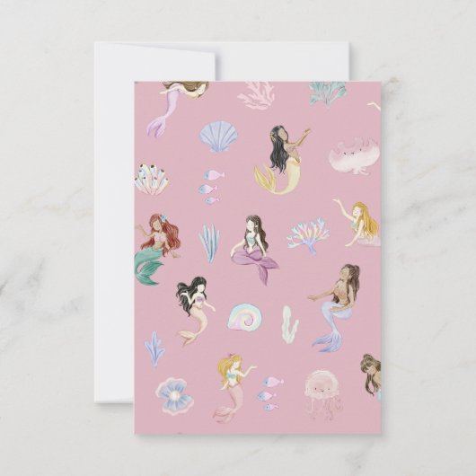 Whimsical Waterverf Zeemeermin Verjaardagsfeest Bedankkaart (Achterkant)