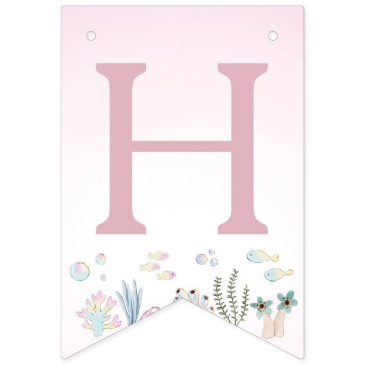 Whimsical Waterverf Zeemeermin Verjaardagsfeest Vlaggetjes (Tweede vlag)