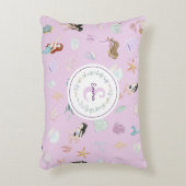 Whimsical Waterverf Zeemeerminnen Monogram Accent Kussen (Voorkant(Verticaal))