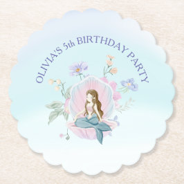 Whimsical Waterverf Zeemeerminnen Onder het Zee Kartonnen Onderzetters