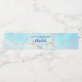 Whimsical Waterverf Zeemeerminnen Onder het Zee Waterfles Etiket (Enkel label)