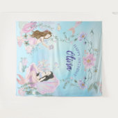 Whimsical Waterverf Zeemeerminnen Verjaardagsfeest Wandkleed (Voorkant (horizontaal))