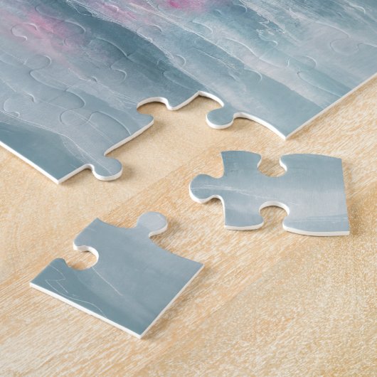 Whimsical Waterverf Zwarte Kat Flamingo Float Legpuzzel (Zijkant)