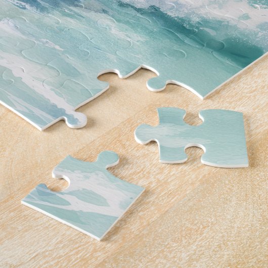 Whimsical Waterverf Zwarte Kat Surfen Puzzel Legpuzzel (Zijkant)