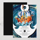 Whimsical Waves Ahoy Matey Pirate Verjaardag Kaart (Voorkant / Achterkant)