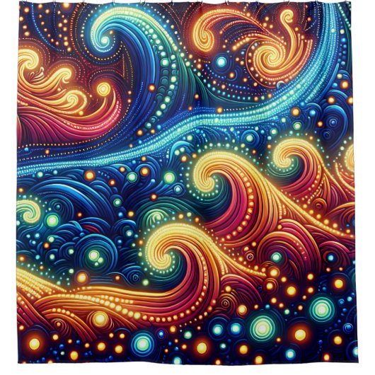 "Whimsical Waves - Levendige oceaankunst" Douchegordijn (Voorkant)