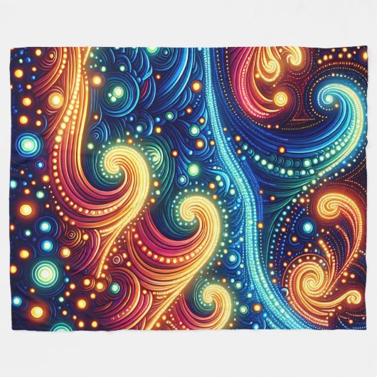 "Whimsical Waves - Levendige oceaankunst" Fleece Deken (Voorkant (Horizontaal))