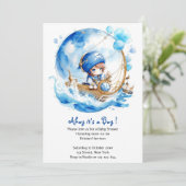Whimsical Waves Nautical Boy Baby shower Kaart (Staand voorkant)