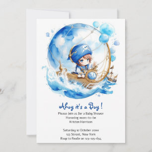 Whimsical Waves Nautical Boy Baby shower Kaart