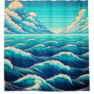 Whimsical Waves: Ocean Harmony beroemd gemaakt doo Douchegordijn