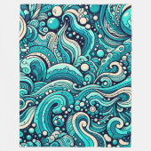"Whimsical Waves Venster" Fleece Deken (Voorkant)