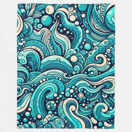 "Whimsical Waves Venster" Fleece Deken (Voorkant)