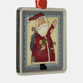 Whimsical Waving Santa Folk Art-kerstcadeau Metalen Ornament (Rechts)