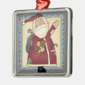 Whimsical Waving Santa Folk Art-kerstcadeau Metalen Ornament (Links)