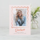 Whimsical Wavy Border Graduation Announcement Kaart (Staand voorkant)