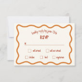 Whimsical Wavy Border Handgeschreven 70s RSVP-kaar RSVP Kaartje (Voorkant)