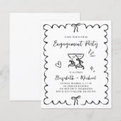Whimsical Wavy Frame Engagement Party Invitation (Voorkant / Achterkant)