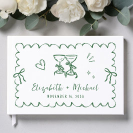 Whimsical Wavy Frame Hand Drawn Wedding Gastenboek