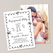 Whimsical Wavy Frame Photo Engagement Party Kaart