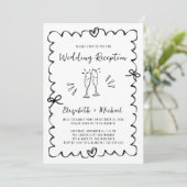 Whimsical Wavy Frame Photo Wedding Reception Kaart (Staand voorkant)
