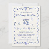 Whimsical Wavy Frame Photo Wedding Reception Save The Date (Voorkant)