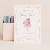 Whimsical Wavy Frame Pink Cake First Birthday  Kaart